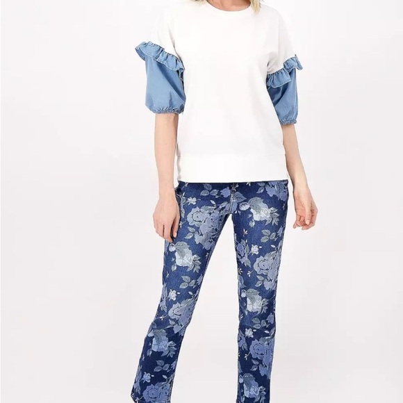 Laurie Felt French Terry Ruffle Shirt Cream sz sm - Picture 3 of 7